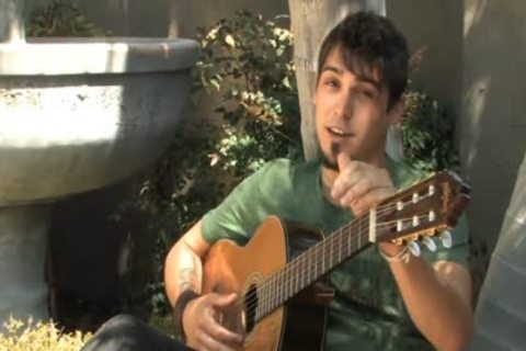 Guitar Playing tasty lad Jerks Off His Latino dick