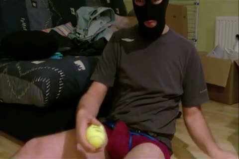 ballbusting game with tennis ball in underwear