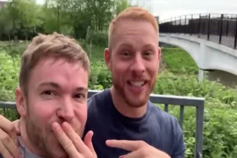 Two slutty studs Have Sex In Woods - Third teen Joins In