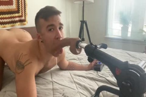 FTM Fag bang Machine Deepthroat Training, Creaming On bang Machine