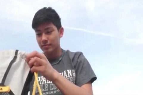 wicked asian Lad Outdoor Masturbate Show