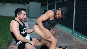 Hot House: Hairy wearing shorts plowed by big dick stud