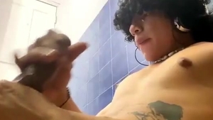 hirsute Hair Latino lad With Tattoos Jerks Off His massive darksome penis